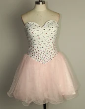 Sexy querida cristal frisado Organza curto Homecoming Kleider 2015 Mini Cocktail vestido de baile Kostenloser Versand