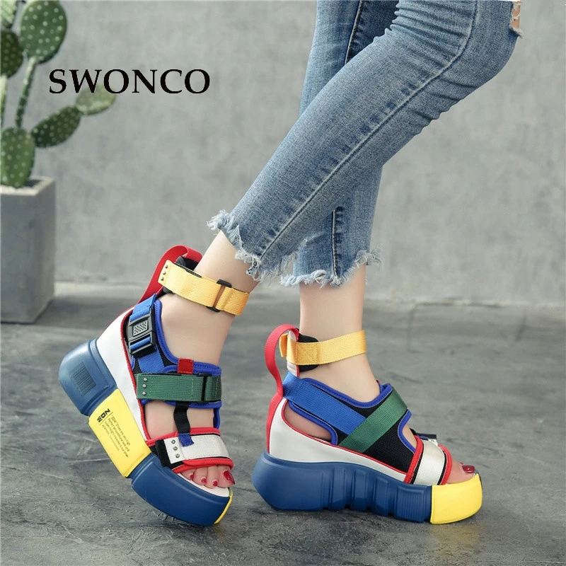 SWONCO Women's Sandals 2019 Summer High Heels Sandals For Women Chunky Sandal Womens Wedge Platform Shoes Casual Summer Sandal SWONCO Women's Sandals 2019 Summer High Heels Sandals For Women Chunky Sandal Womens Wedge Platform Shoes Casual Summer Sandal