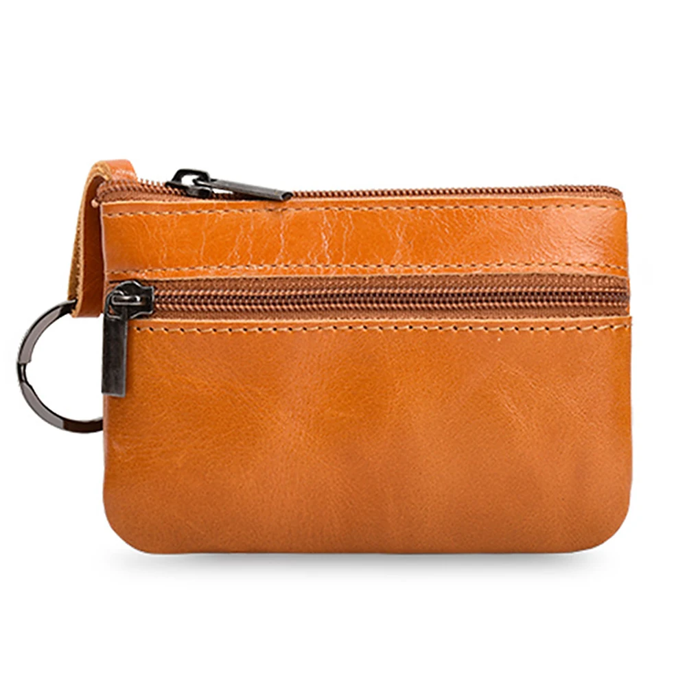 Genuine Leather Coin Purse Women Mini Zipper Money Bag Pouch Unisex Key