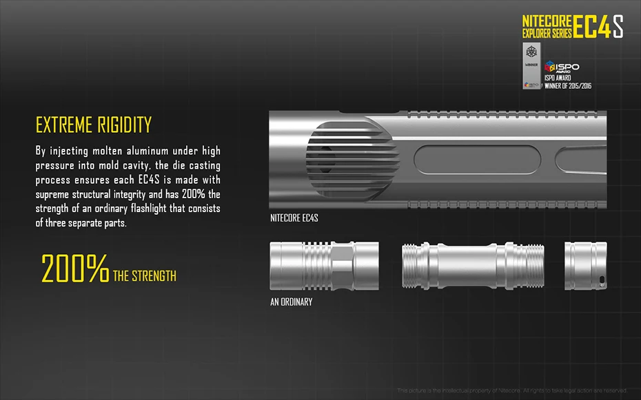 NITECORE EC4S светильник с высоким потоком, наружный светильник с литиевой батареей, светодиодный Мощный светильник, водонепроницаемый светильник-вспышка