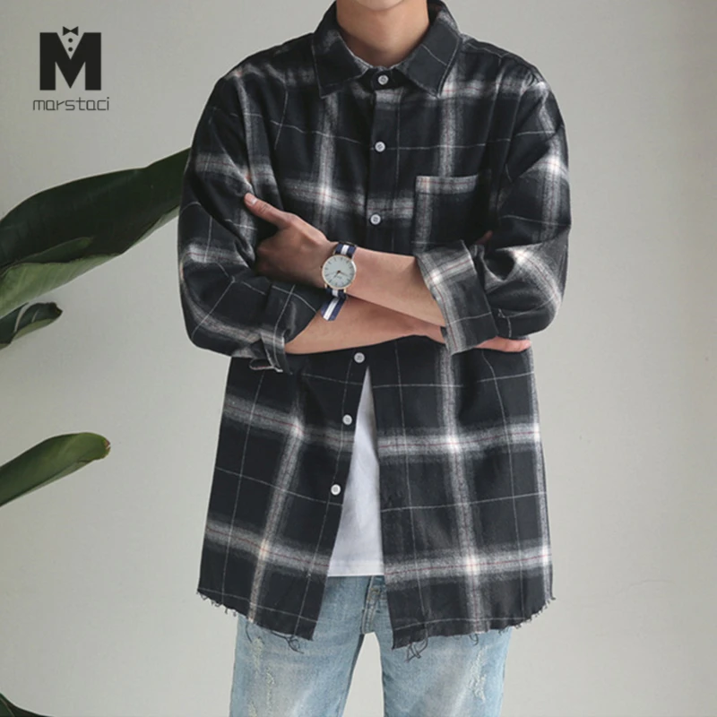 Plaid Shirts Oversized Long Sleeve Shirt Men Women Casual Plaid Flannel Burr Shirts Harajuku Male Strip Shirts