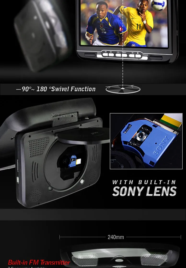 XTRONS черный " цифровой экран флип вниз тонкий Автомобиль на крыше установлен dvd-плеер накладные USB игровая гарнитура встроенный ИК и FM передатчик