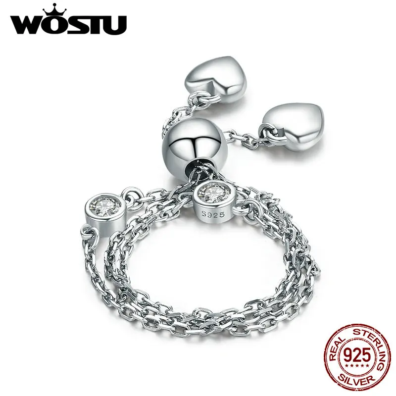 WOSTU New Design 100% 925 Sterling Silver Two Pattern Chain Bracelet For Women Sterling-Silver-Jewelry DIY Gift CQB032