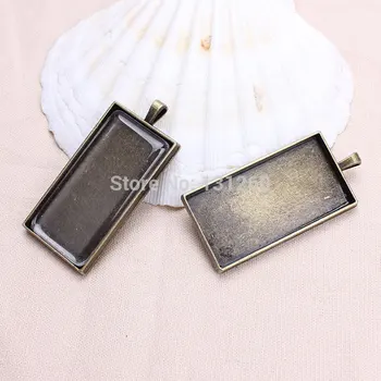 

10pcs/lot Fashion (24*48mm for rectangular glass)rectangular cameo cabochon base setting Pendant Blanks