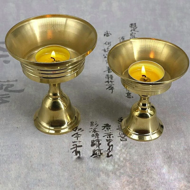 

Metal Ghee Lamp Holder Copper Brass Candlestick Butter Lamp Retro Candle Holder Tibetan Buddhist Oil Lamp Buddha Craft 1pc