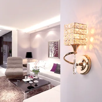 

Modern minimalist dining room hallway lamp wall crystal lamp warm romantic bedroom bedside wall lamp wholesale