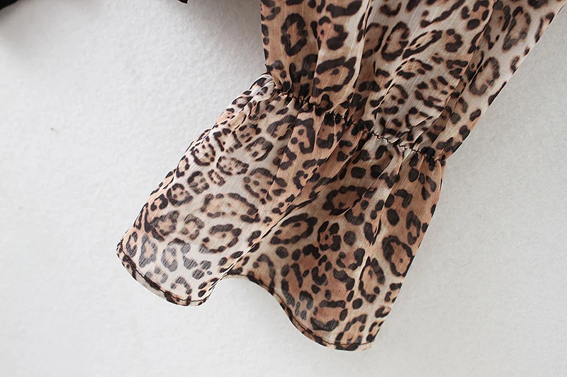 SheMujerSky Leopard боди Для женщин Сексуальная V шеи оборками Комбинезоны mujer 2018 с длинным рукавом комбинезон женский боди