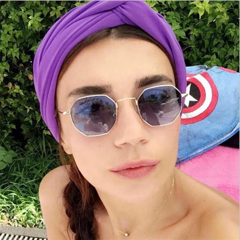 

2019 new fashion ladies sunglasses classic retro brand design hexagon round men's glasses metal frame UV400 sunglasses