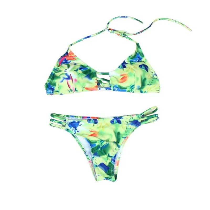 

2017 New Milk Sexy Floral Print maillot de bain Mid Waisted adjustable strap Two-Piece Bathsuit