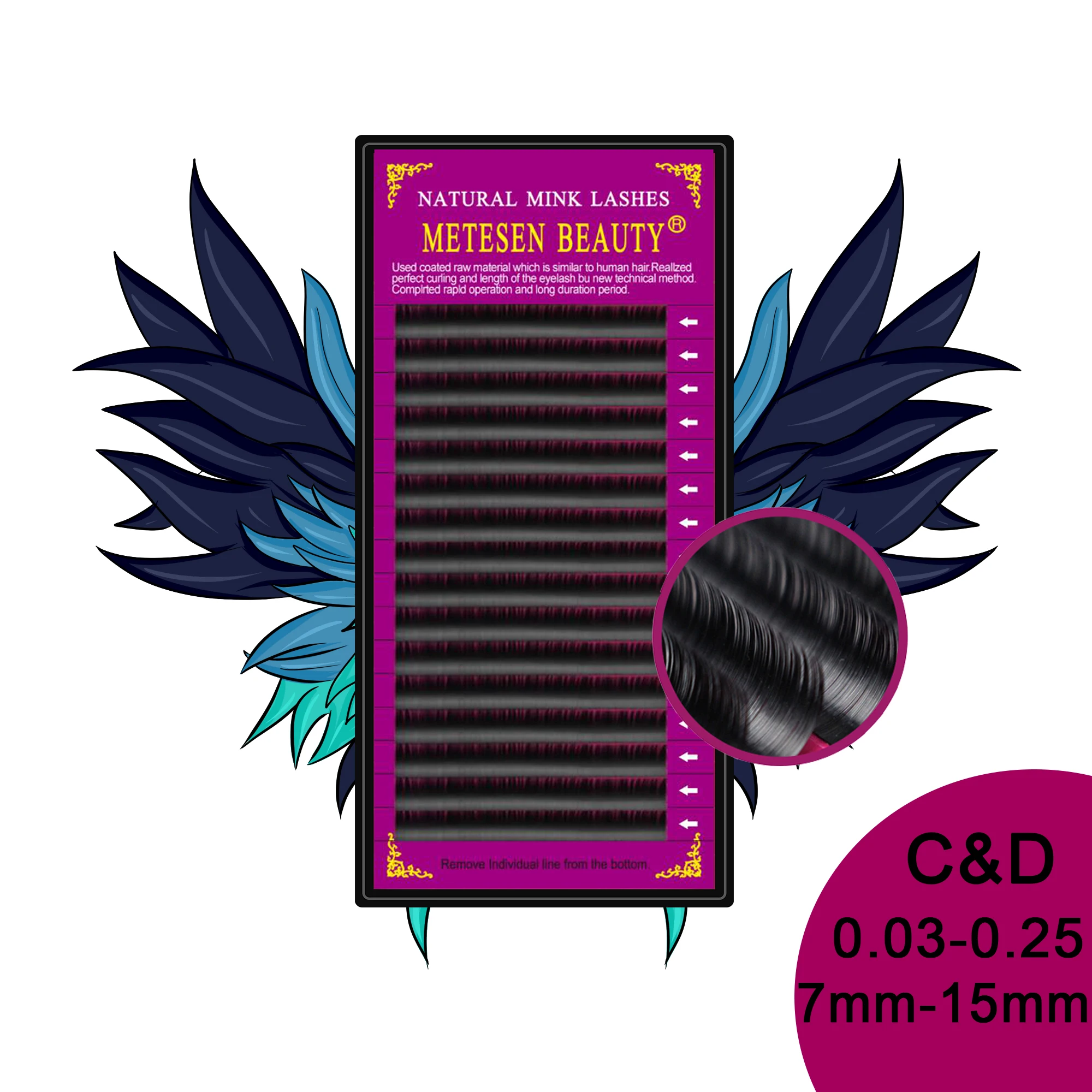 

METESEN BEAUTY C&D CURL 16rows Individual Eyelashes Faux Mink Eyelashes Extension Artificial Fake False Eyelashes