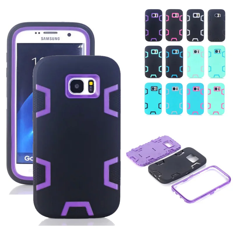 

colorful Shockproof 3 in 1 Hybrid Silicone Hard Combo High Impact Case Cover for Samsung Galaxy S7 edge