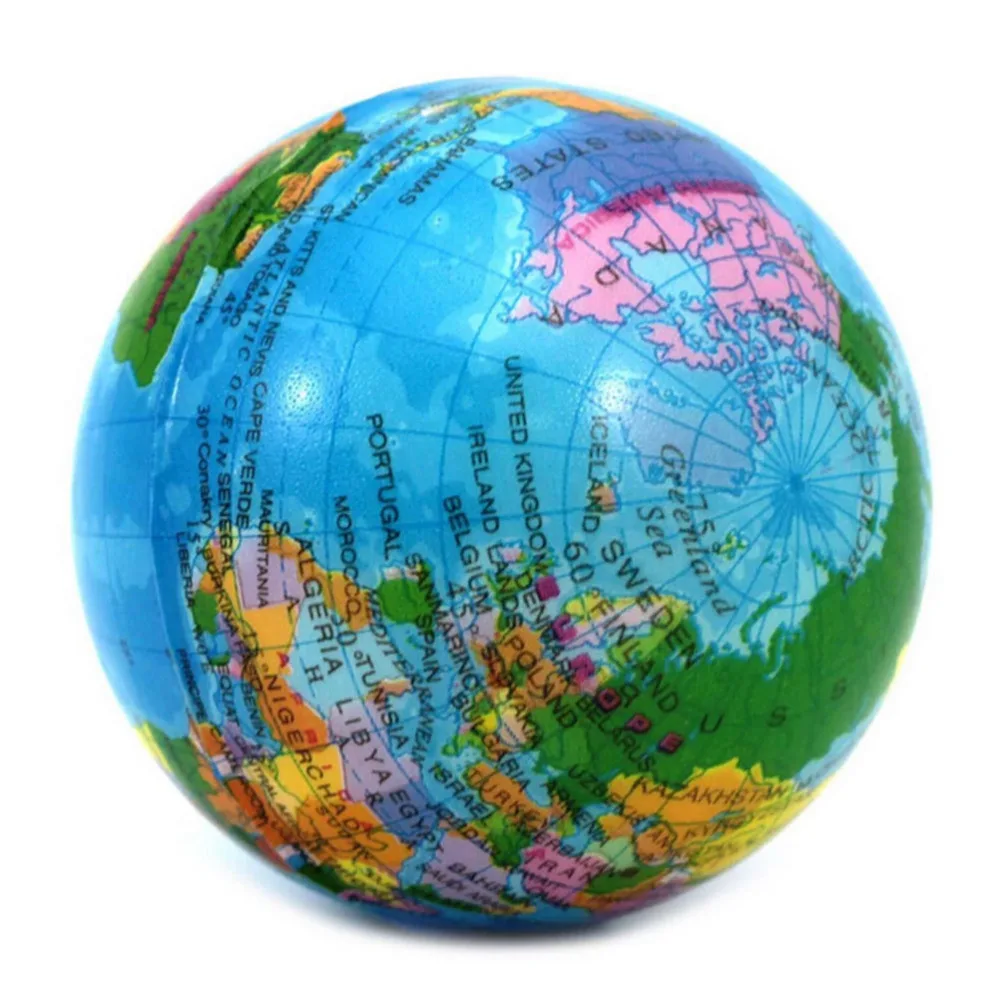 World Map Foam Rubber Ball For Baby Stress Bouncy Ball Geography Toy  $T 