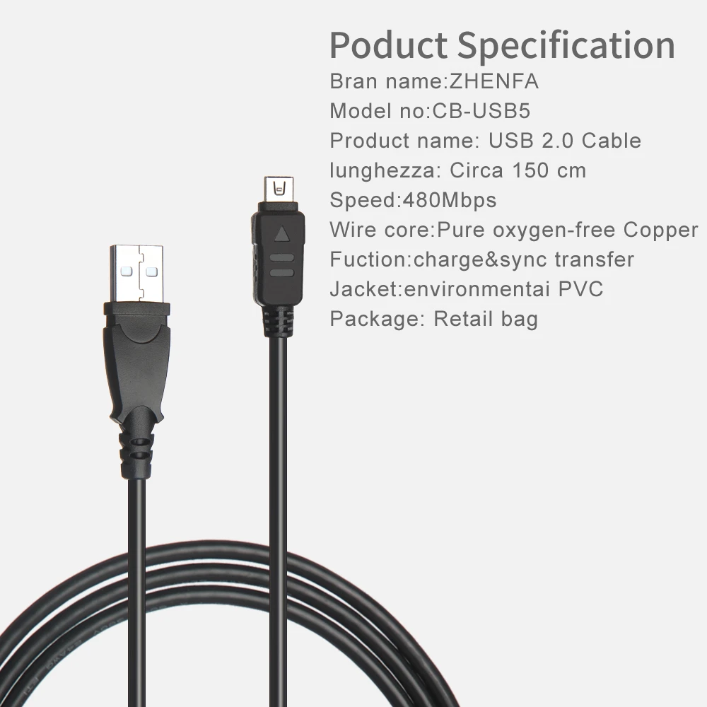 Zhenfa CB USB5 USB6 шнур usb кабель для передачи данных Olympus Камера E P1 P2 PL1 e pl2 PL5 sp 320 310 tg 810 610