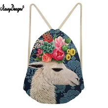 Бесшумный дизайн дропшиппинг мешочек с кулиской цветы и верблюдов печать linnen сумки ежедневный рюкзак для мальчиков хранения Mochila