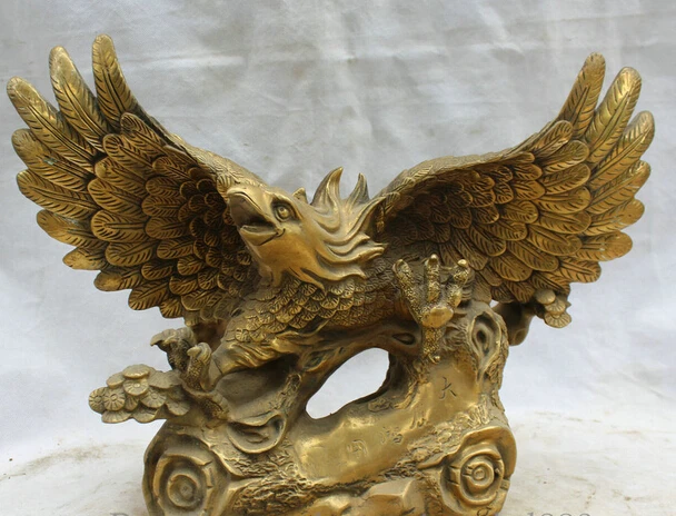 

JP S62 20" Chinese Brass Feng shui Folk fly eagle king of bird hawk Statue sculpture Discount 35%