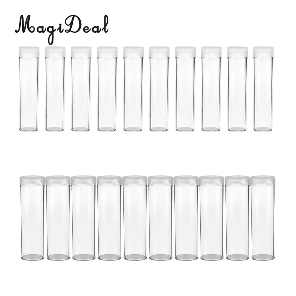 20Pcs Coin Protective Tube Holder Clear Round Case Coin Storage Box Canister