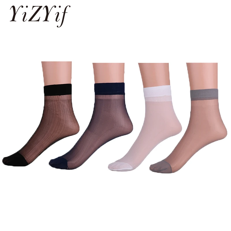 

YiZYiF 3 Pairs Mens Thin Socks Silk See Through Socks Men Sheer Over Ankle Length Stretchy Stockings Cool For Summer men socks