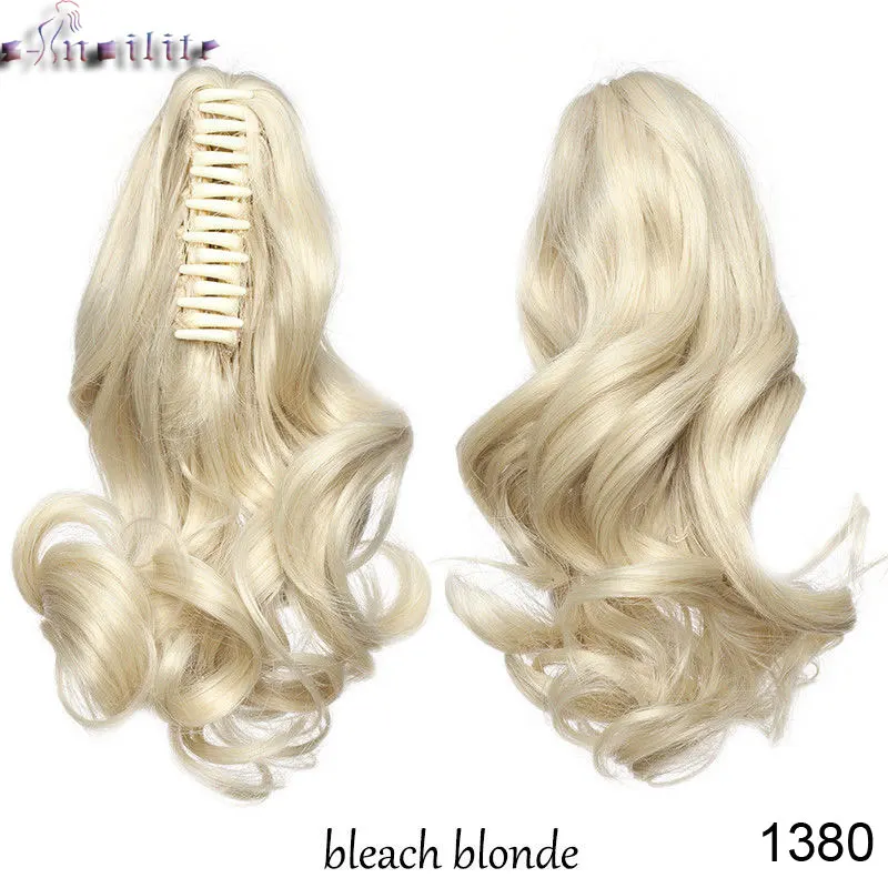 S-noilite короткий волнистый конский хвост коготь Челюсть в шиньоне синтетический зажим в хвосте волос для женщин черный коричневый конский хвост - Цвет: bleach blonde