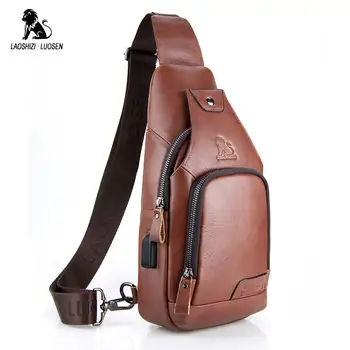 

2018 Men's Chest Bag Retro USB Genuine Leather Single Shoulder Bag Leisure Travel Messenger Bag Chest Pocket Cross Body Bady Bag