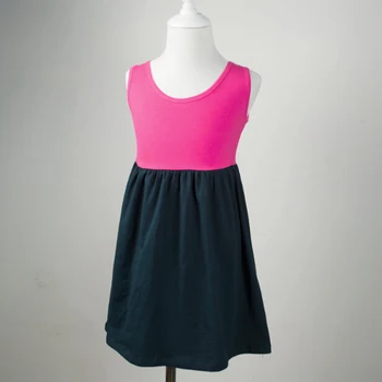 

Hot Sale Solid pink Color Summer Fashion Women sleeveless Dress little girls kids party no ruffle frock designs cloth