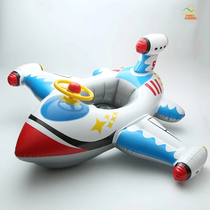

Thicken 0.3MM PVC Inflatable Air Plane with Steering Wheel Baby Swimming Accessories Pool Ring Children Laps Swim Seat Boat