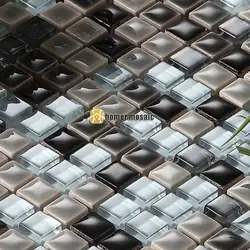 Мини площади смешанный серый цвет глянцевая керамическая и прозрачного стекла мозаика для ванной душ Backsplash кухни плитка hmb1458