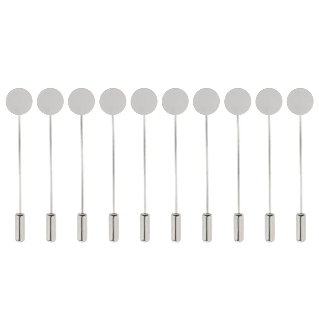 Phenovo 10 Pieces Empty Base 1cm Lapel Stick Pin Tie Hat Scarf Badge Brooch DIY Accessories  for party wedding ball fancy dress