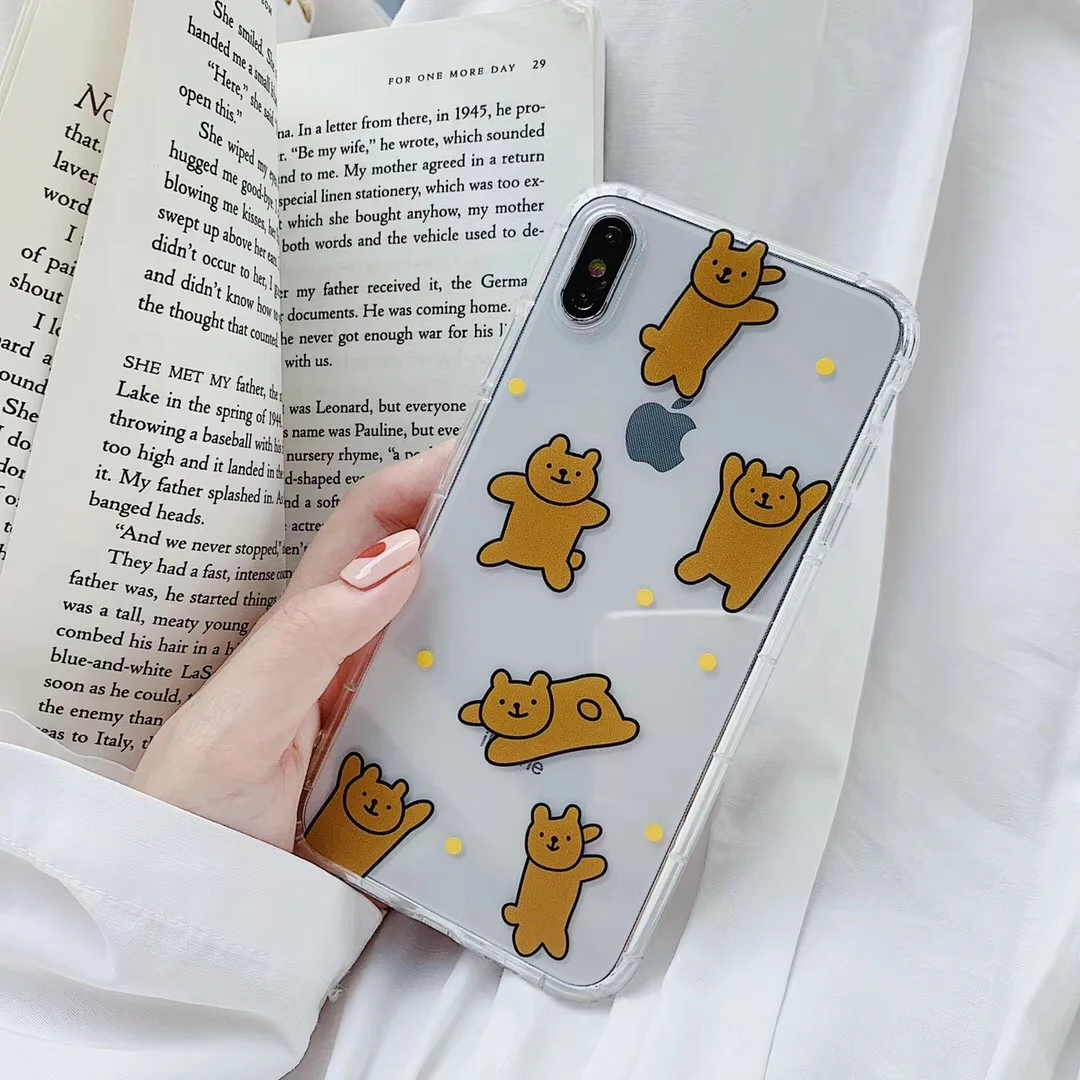 INS корейский милый медведь животное Жираф чехол для телефона для iphone Xs MAX XR X 6 6s 7 8 plus любовь Забавный узор прозрачный мягкий ТПУ задняя крышка - Цвет: 1