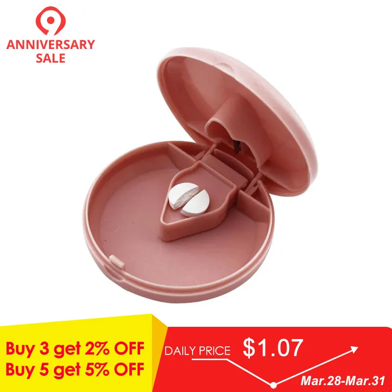 

Round Pill Box Medicine Box Cutter Crusher Powder Medicine Tablets Cut Splitter Grinder Divider Storage Case Cutting Tablets