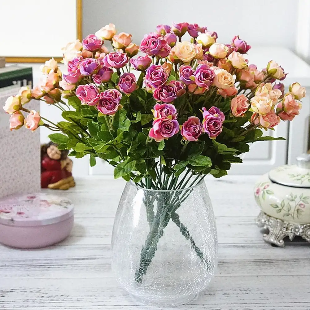 

1 Bouquet Artificial 27 Heads Fake Roses Faux Silk Flowers Home Party Decor Fashion