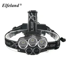 Elfeland 6 режимов USB Перезаряжаемые 3 x T6+ 2 x светодиодные фары фокусировки 18650 светодиодный налобный фонарь для кемпинга