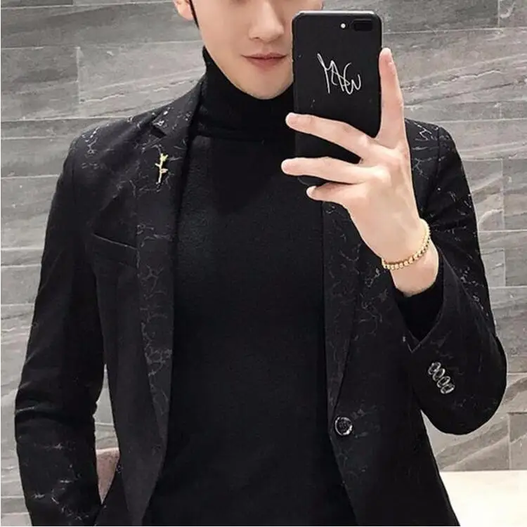 CH. KWOK цветочный мужской блейзер с печатью Masculina Slim Fit винно-красный синий черный 5XL нежные свадебные вечерние стильные блейзеры мужская куртка