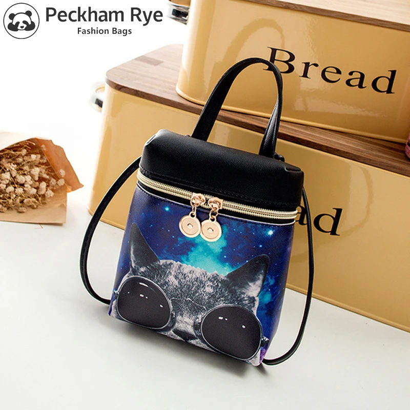 

Fashion Girls Leather Handbags Cute Cartoon Cat Crossbody Bag For Women Mini PU Bucket Bags Small Bear Phone Coin Purse