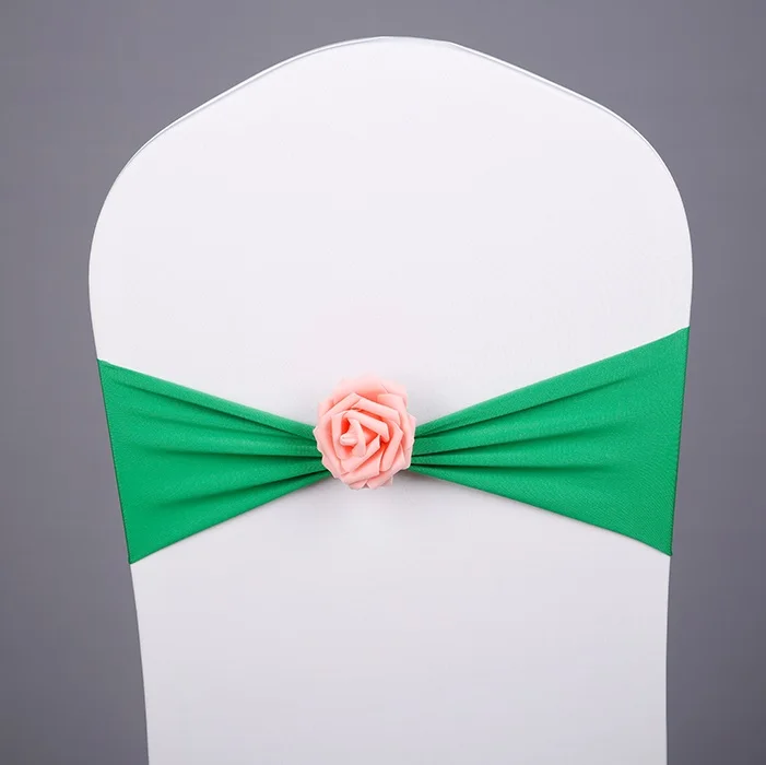 Блестящий цвет спандекс пояса с канделябр искусственный цветок для стрейч чехлы для стульев для свадьбы лайкра галстук лента - Цвет: DARK GREEN