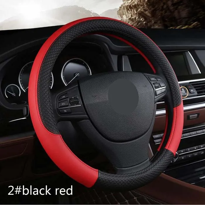 

rete 38cm Universal Car Steering Wheel Cover antislip fashion two color small check PU leather Wh