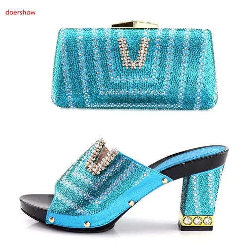 

doershow Nigerian Style Elegant Shoes And Matching Bags Set Italian Shoes And Bags To Match Shoes And Bag Set For Wedding HKU1-7