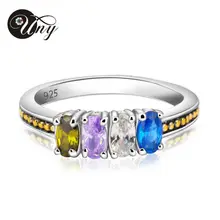 UNY S925 Sterling Silver Special Customized Engrave 2 tone Plated Family Anniversary Sentimental Gift Birth Rings Mothers Ring