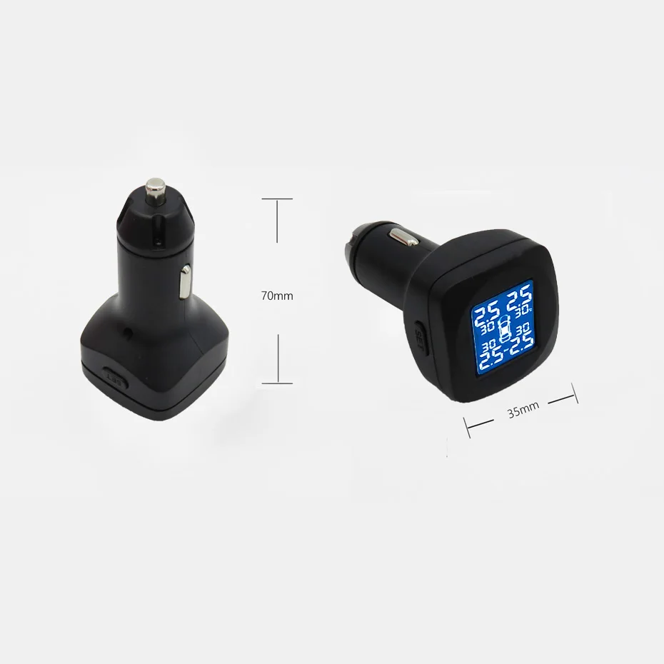 TPMS Visture T05N Car Tire Pressure Alarm Monitor System LCD Display 4 Internal Sensor Temperature Alarm Cigarette Port Plug