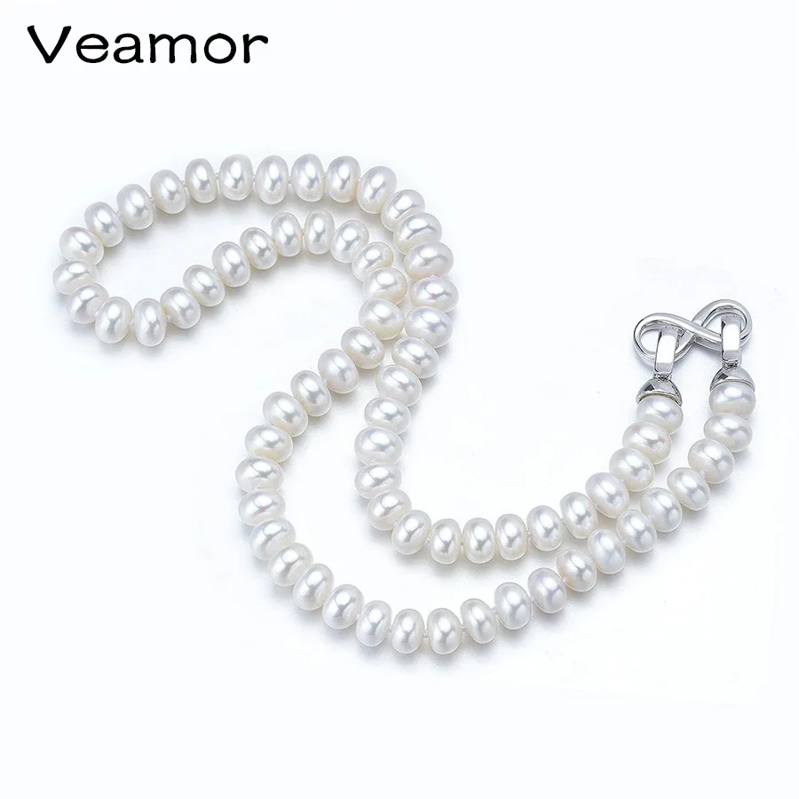 

Veamor Genuine Freshwater Pearl Necklace, Trendy Necklace For Everyday, New Brand Fashion Jewelry 8-9 mm, Choker Necklace