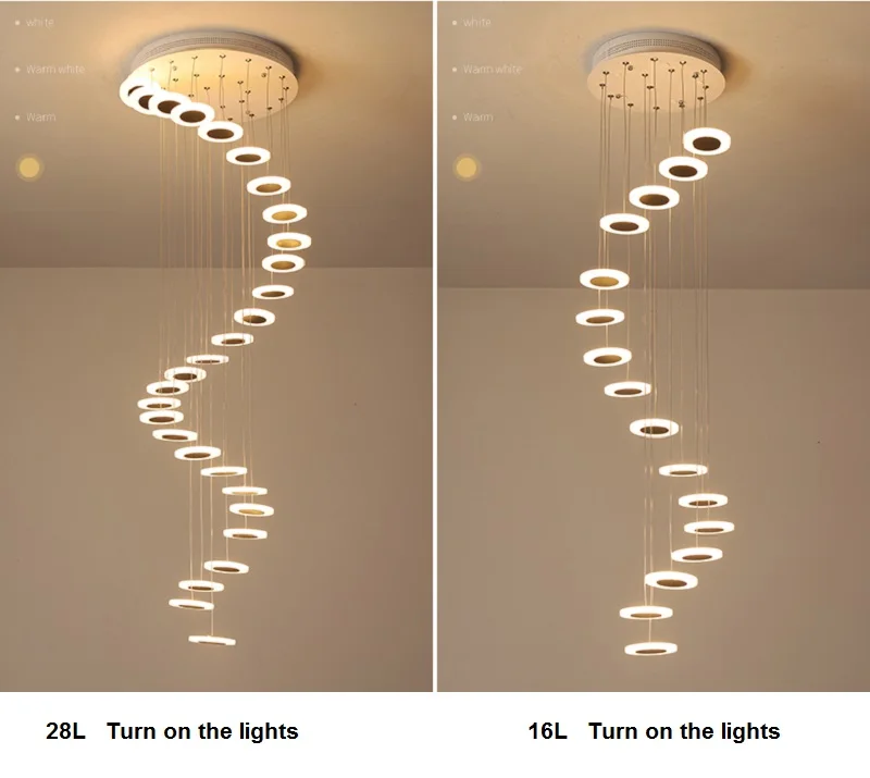 Современные акриловые двойную спираль люстры светодиодный длинная лестница светодиодные люстры лестницы лампы освещения блочный дом освещение
