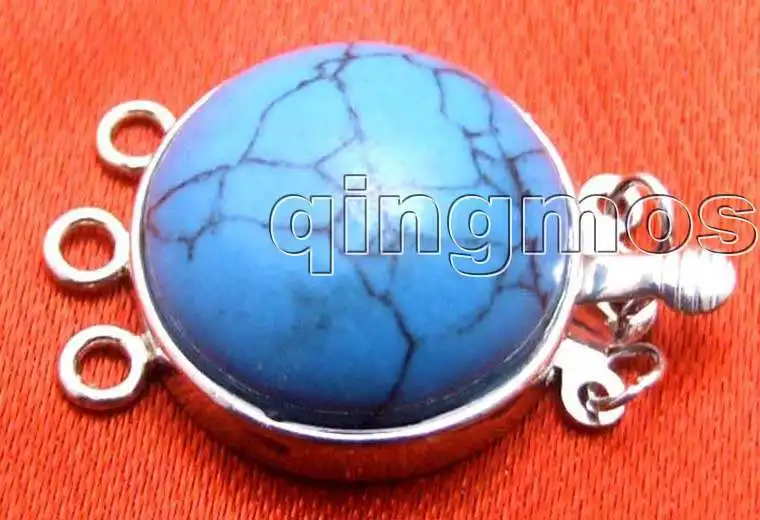 

SALE Big 18mm Round Blue Stripe Turquoise Three strands Clasp-gp170 Wholesale/retail Free shippi