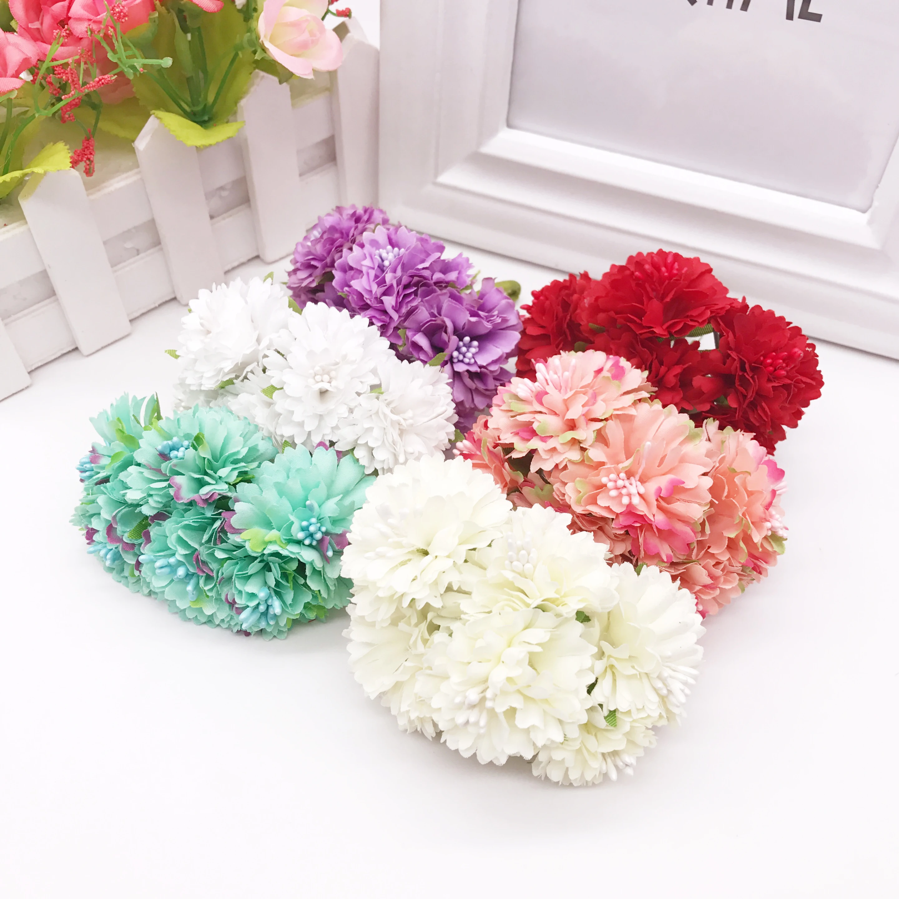 

Marigold 6pcs/bunch 3.5cm mini daisy flower bouquet artificial flower wedding decoration diy craft home decoration accessories