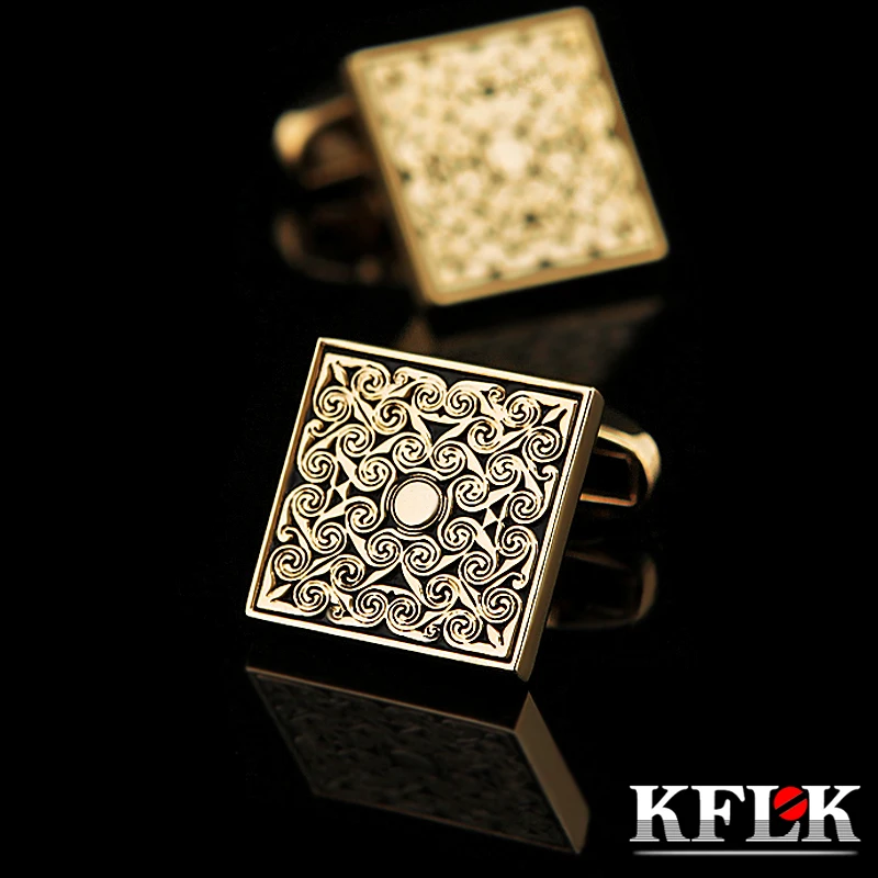KFLK šperky Francouzská košile manžetové knoflíčky pro muže Značka Retro Manžetové knoflíky Luxusní Svatební Zlatá barva Tlačítko Vysoce kvalitní Doprava zdarma