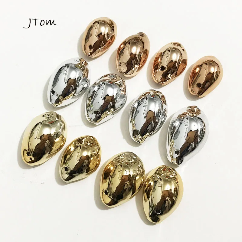 

15pcs/Lot Gold/Silver/Rose Gold Color Natural Puka Cowrie Sea Shell Beads with 1 Hole for DIY Jewelry Making Wholesale 12x18MM