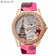 Best Deal Quartz Watch Women Fashion Tower Pattern Diamond Dial Watches Men Faux Leather Watch Women’s Dress Clock Montre Reloj