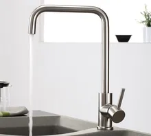 SUS 304 Brushed Nickle Single Lever 360 degrss Kitchen Faucet Stainless Steel Deck Mounted Hot and Cold Kitchen Mixer Tap 3100