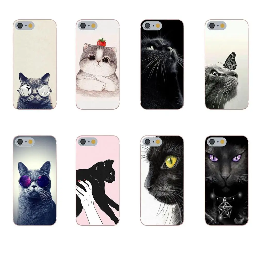 Tpwxnx For Samsung Galaxy A3 A5 A7 J1 J2 J3 J5 J7 2015 2016 2017 Soft TPU Case Protective Kawaii Anime Black Cat Staring | Мобильные