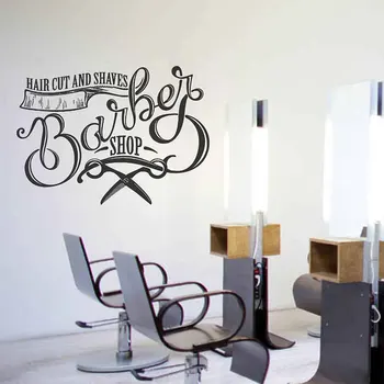 

Barber Shop Design Wall Sticker Hair Cut And Shaves Vinyl Decals Window Decoration Hair Salon Removable Mural Wallpaper A144
