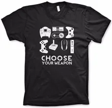 Hight Quality Men’s Summer Tee Choose Your Weapon Gamer Shirt Video Game Controller T shirt Cotton Short Sleeve Tshirt S-3XL