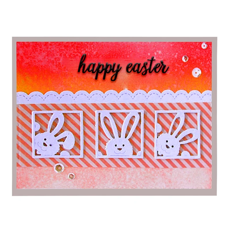 Happy Easter Rabbit Heads Frame Metal Dies Scrapbooking Metal Cutting
